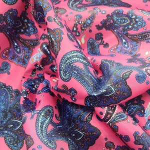 Silky Satin Suit Lining Pink Paisley Fabric 150 cm
