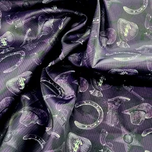 Silky Satin Suit Lining Purple Cowboys Fabric 150 cm