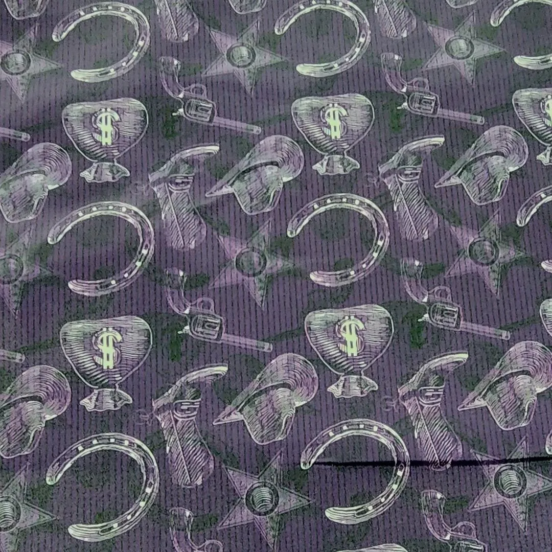 Silky Satin Suit Lining Purple Cowboys Fabric 150 cm