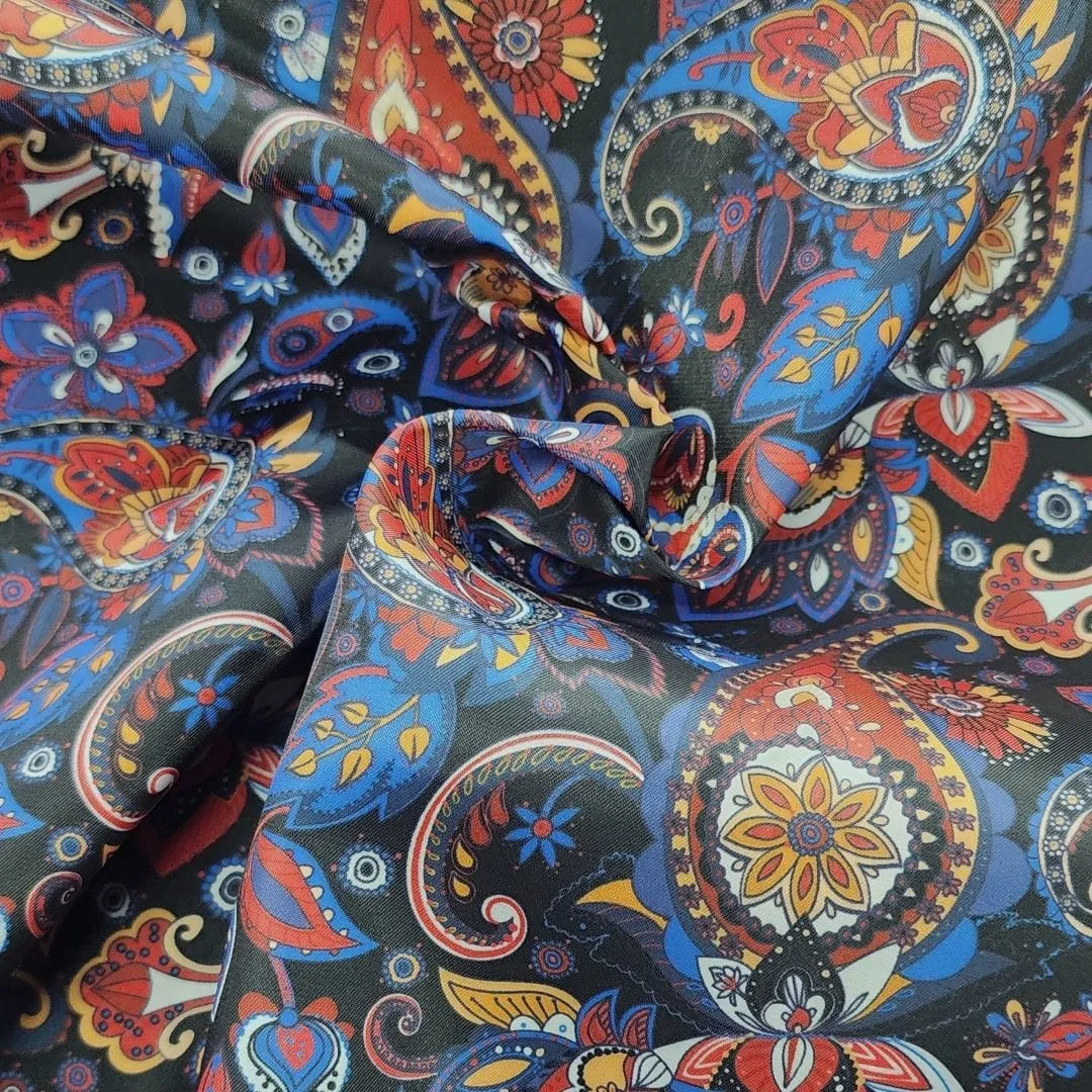 Silky Satin Suit Lining Red/Blue Fabric 150 cm