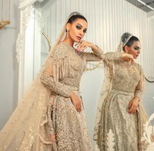 Silver Colour Bridal Lehenga for Indian Bridal Wear