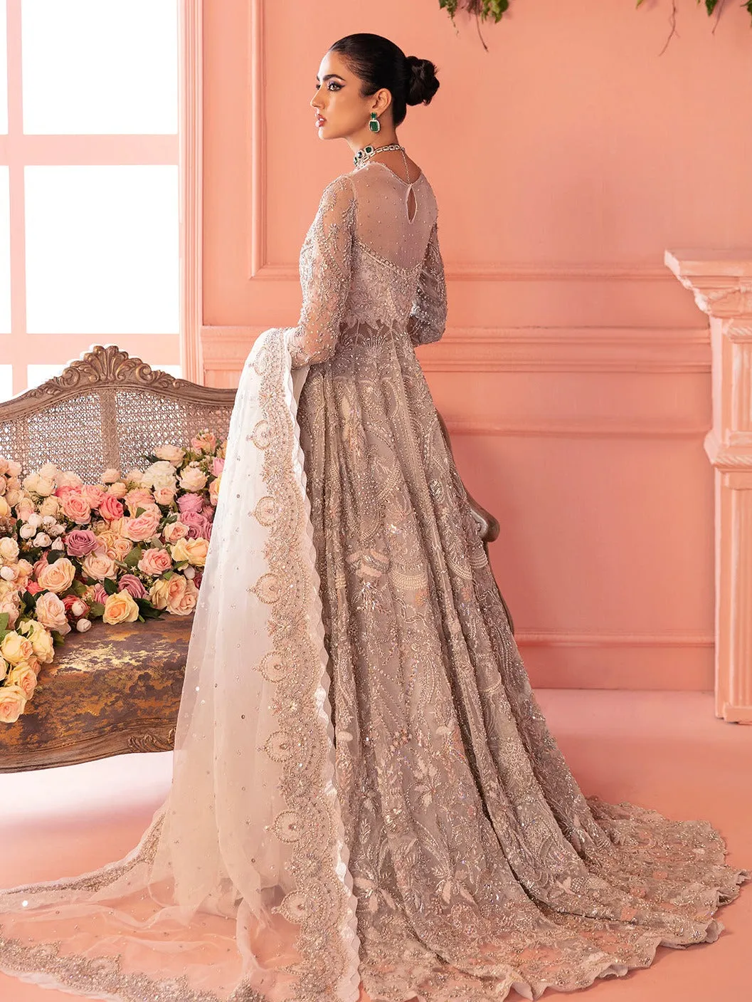 Silver Lehenga Bridal Dress for Pakistani Bridal Wear