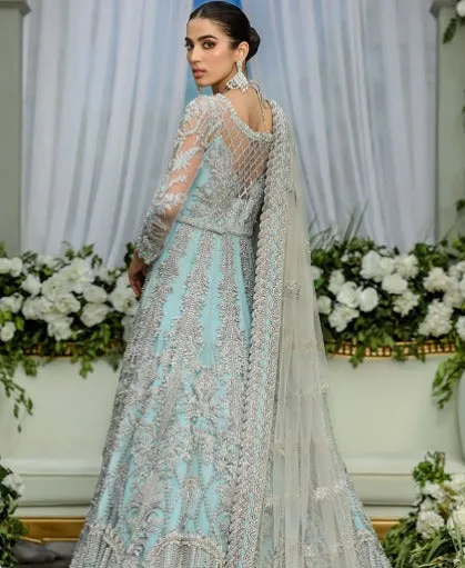 Sky Blue Gown Lehenga for Pakistani Wedding Dresses