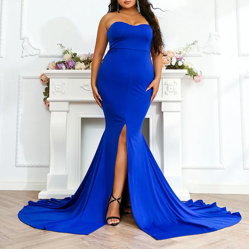 Solid Off Shoulder High Sleeve Train Evening Dress
