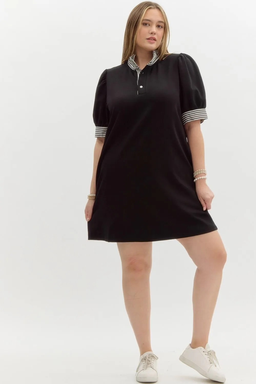 SOLID SHORT SLEEVE PULLOVER DRESS