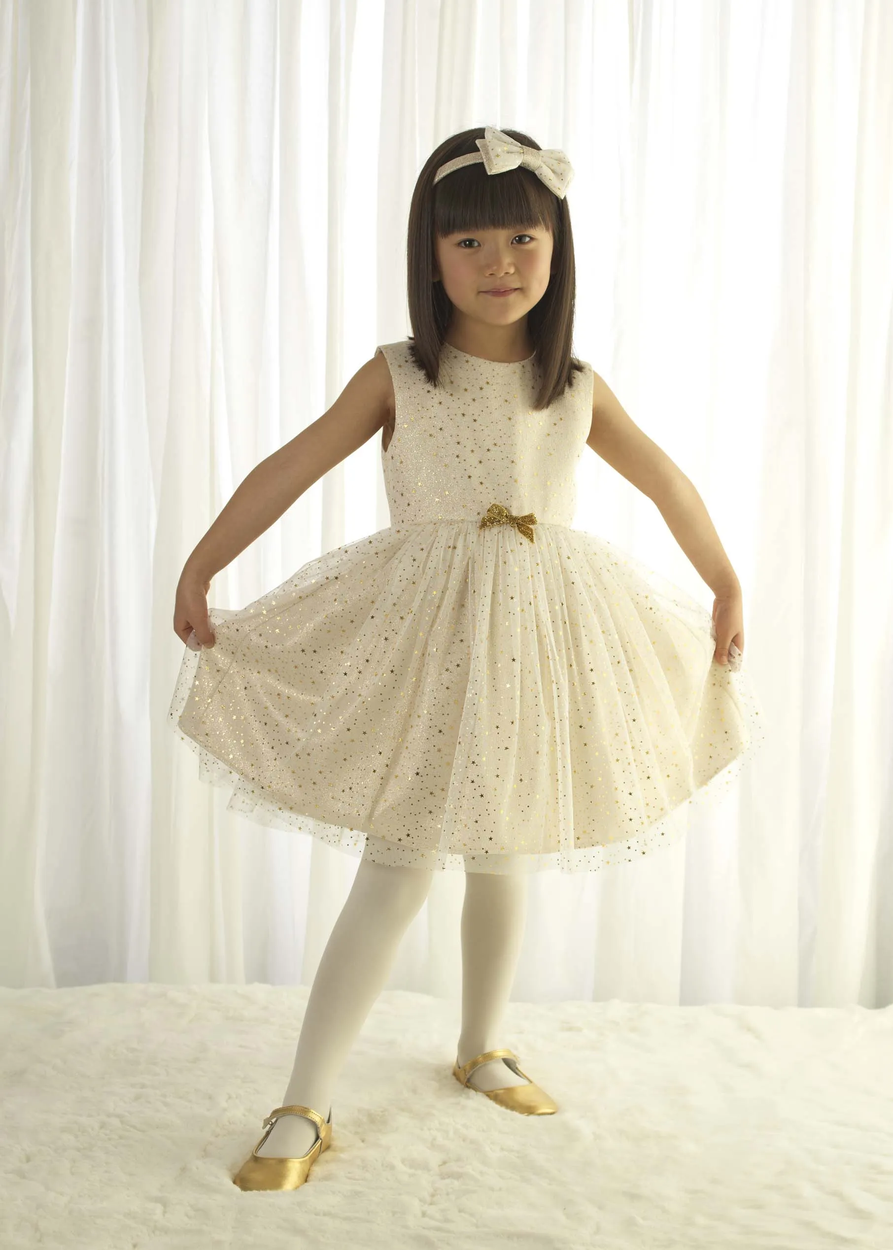Sparkle Star Tulle Dress Gold