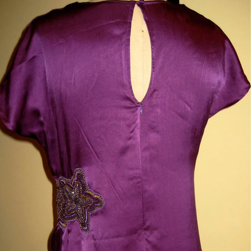 Spice Root Aubergine Cowl Neck Silk Dress