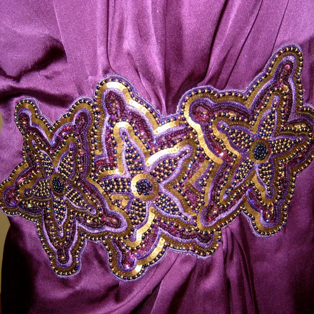 Spice Root Aubergine Cowl Neck Silk Dress