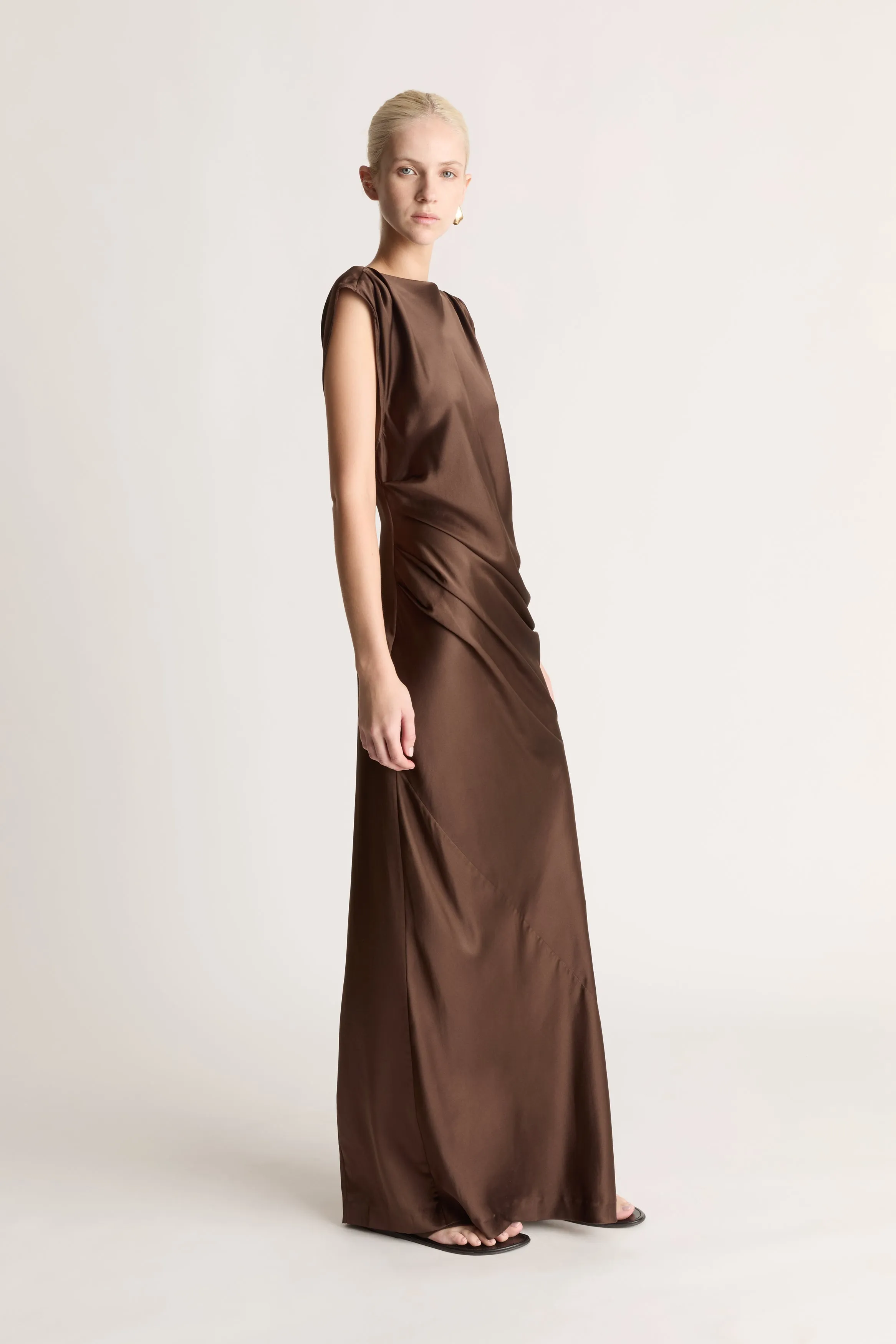 Stella Silk Satin Drape Dress