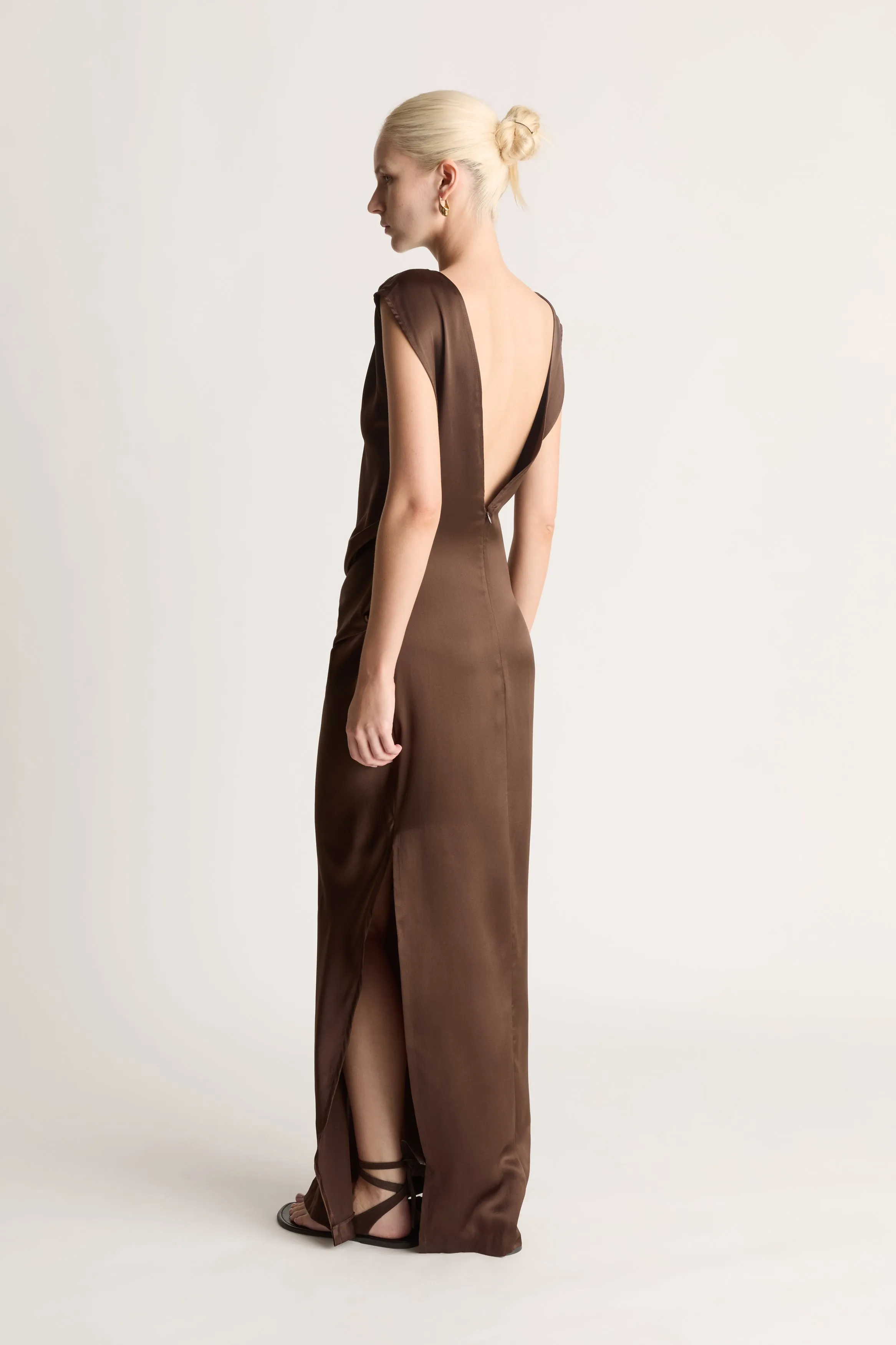 Stella Silk Satin Drape Dress