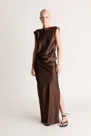 Stella Silk Satin Drape Dress