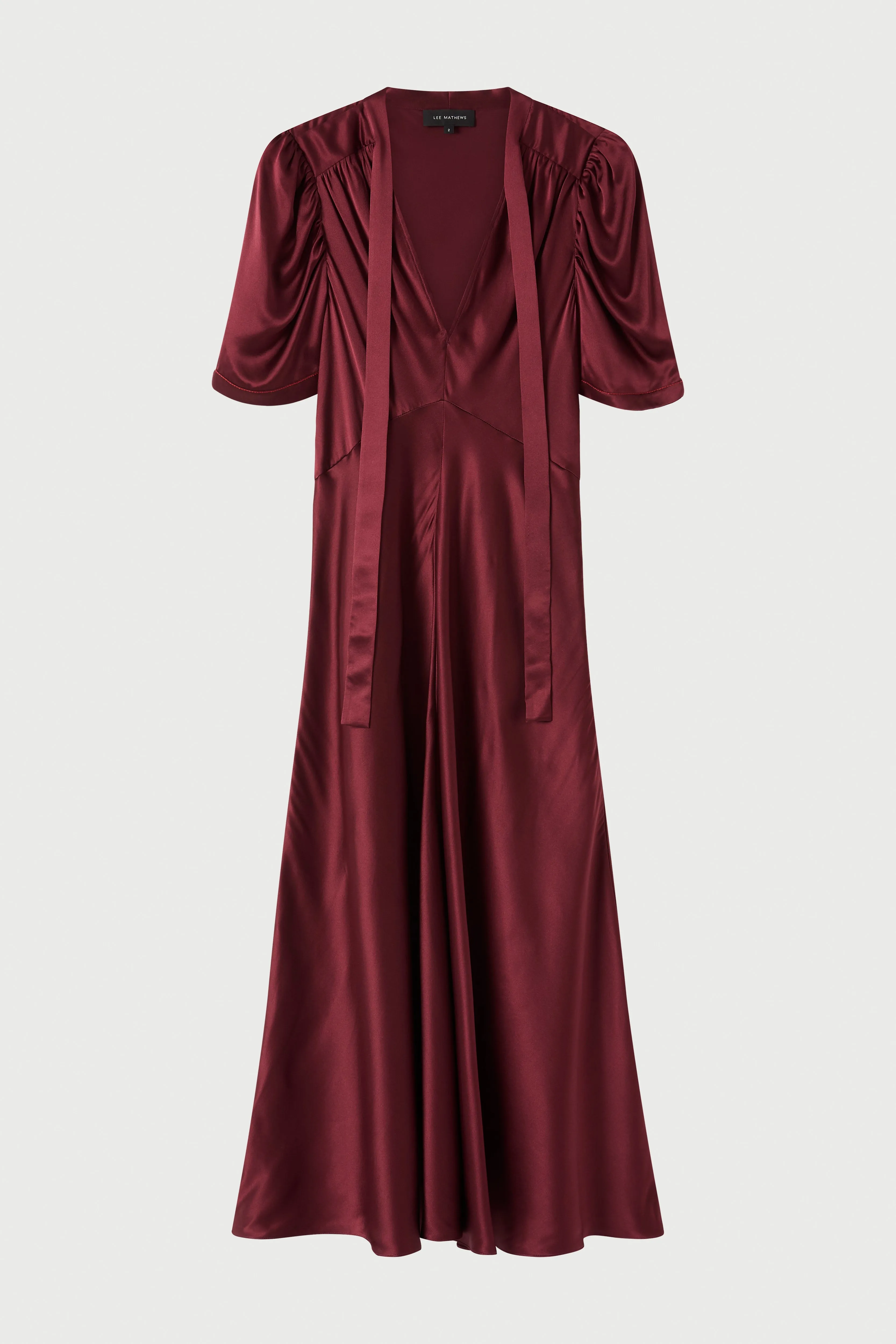 Stella Silk Satin Tie Neck Dress