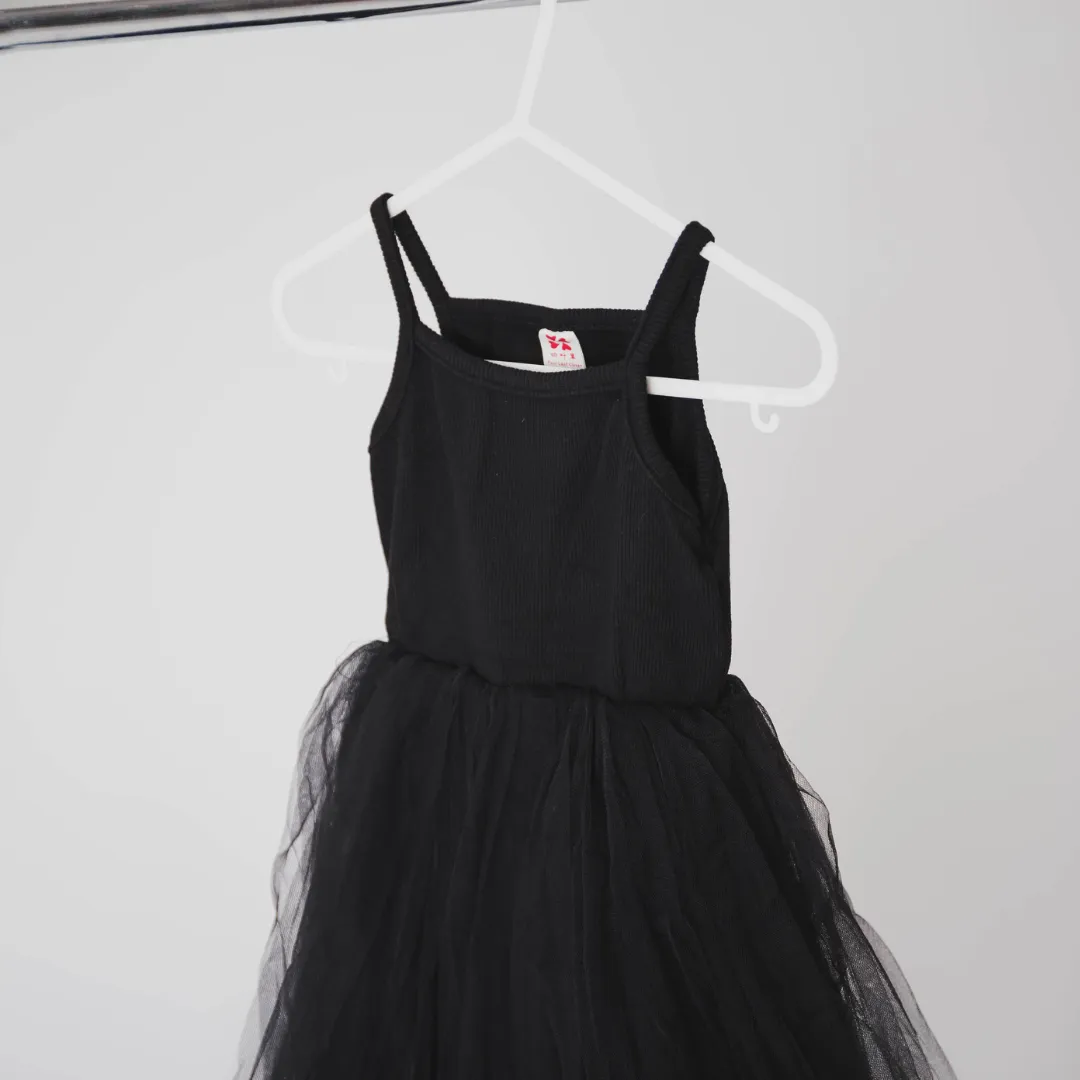 Strappy Tulle Tutu Dress - Black