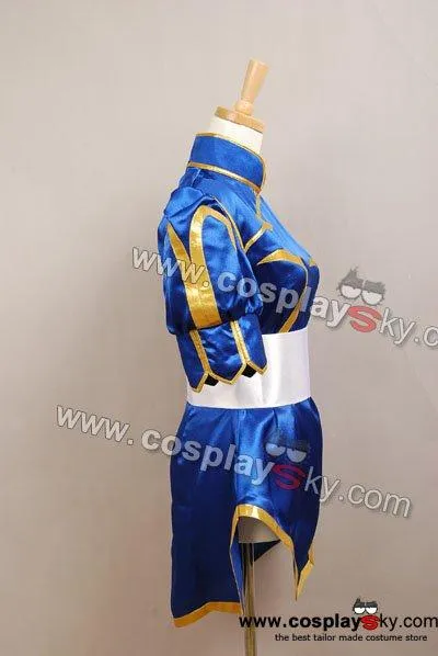 Street Fighter Chun Li Cosplay Costume Halloween Blue Dress