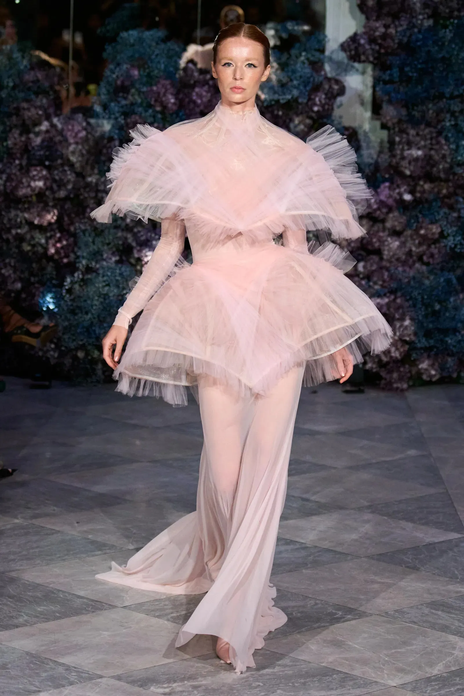 Structured Tulle and Mesh Gown