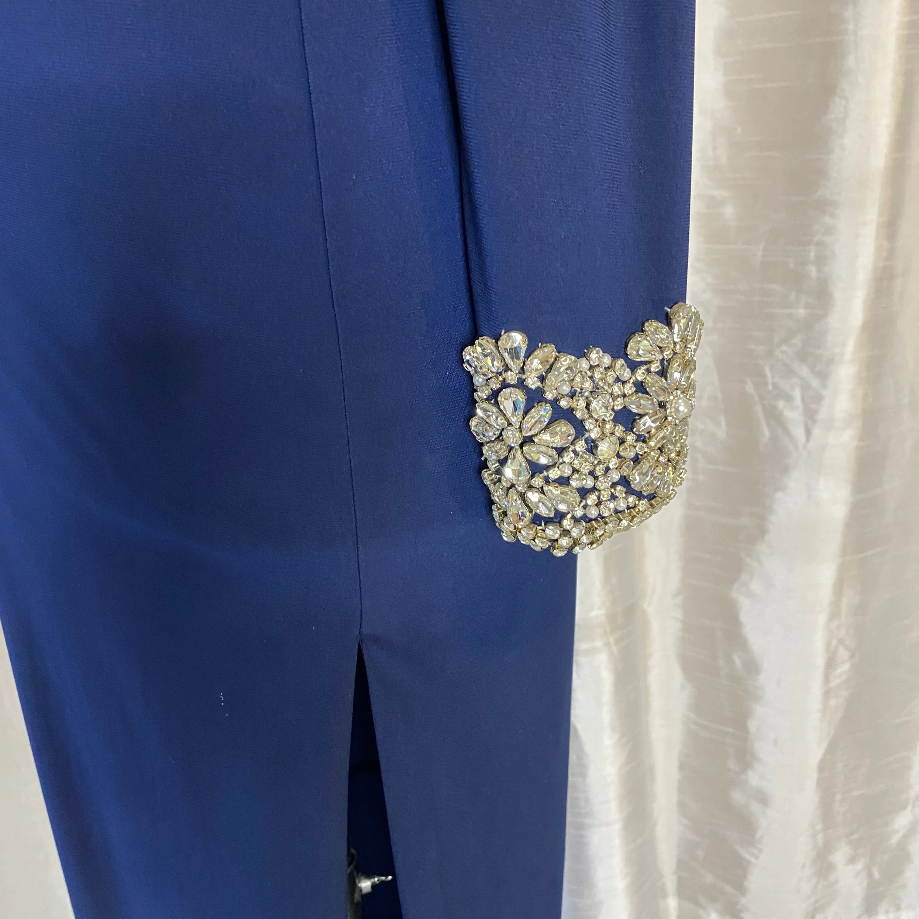 STUDIO 17 Style 12734 Long One Sleeve Gown Navy Size 10 NWT