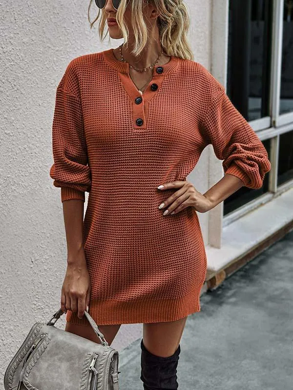 Stunncal Button Knitted Dress