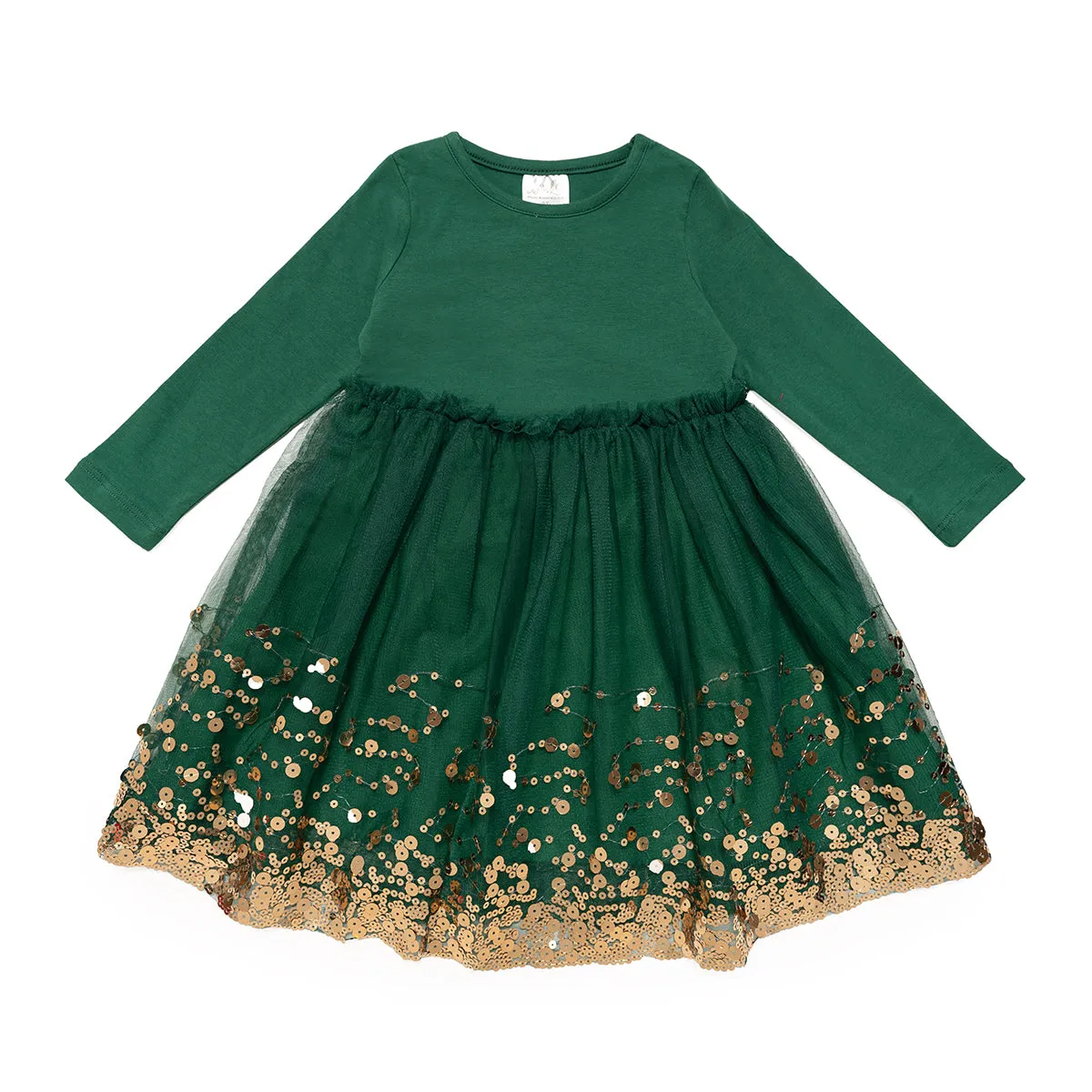Sweet Wink Emerald Sequin L/S Tutu Dress