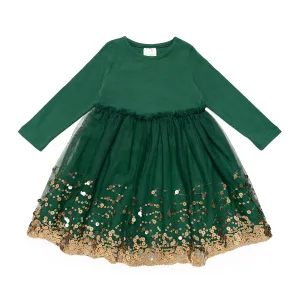 Sweet Wink Emerald Sequin L/S Tutu Dress