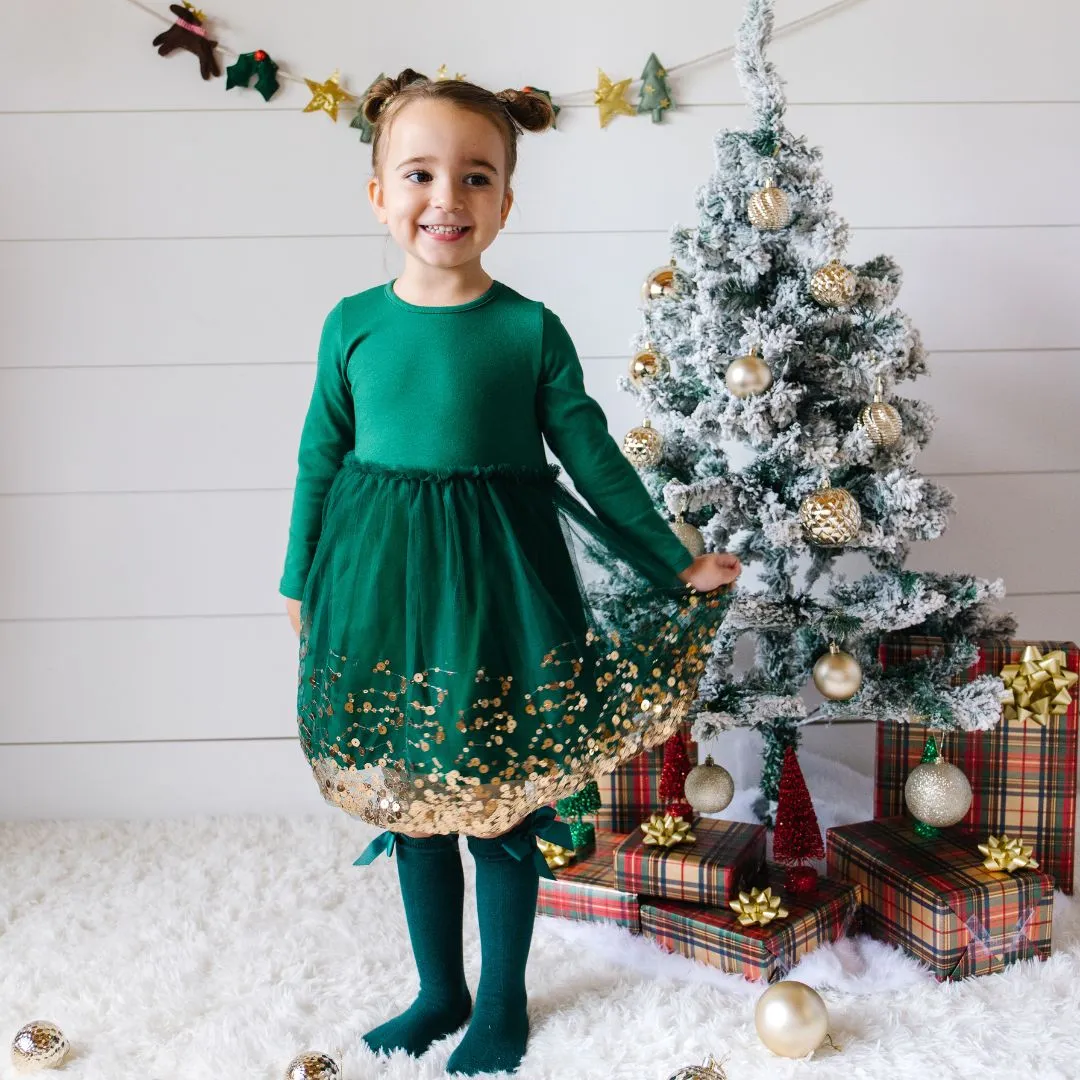 Sweet Wink Emerald Sequin L/S Tutu Dress