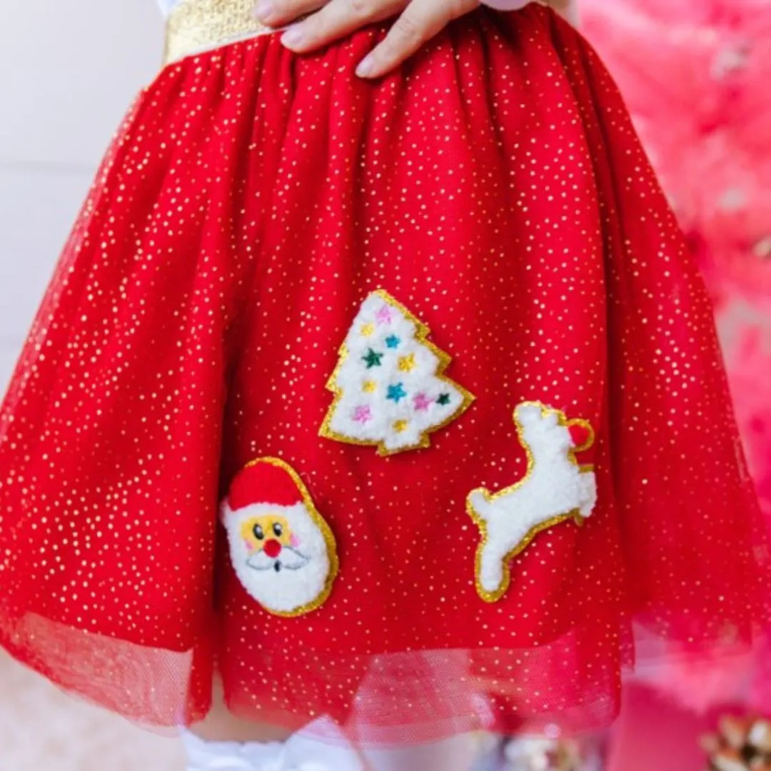 Sweet Wink Red Christmas Patch Tutu