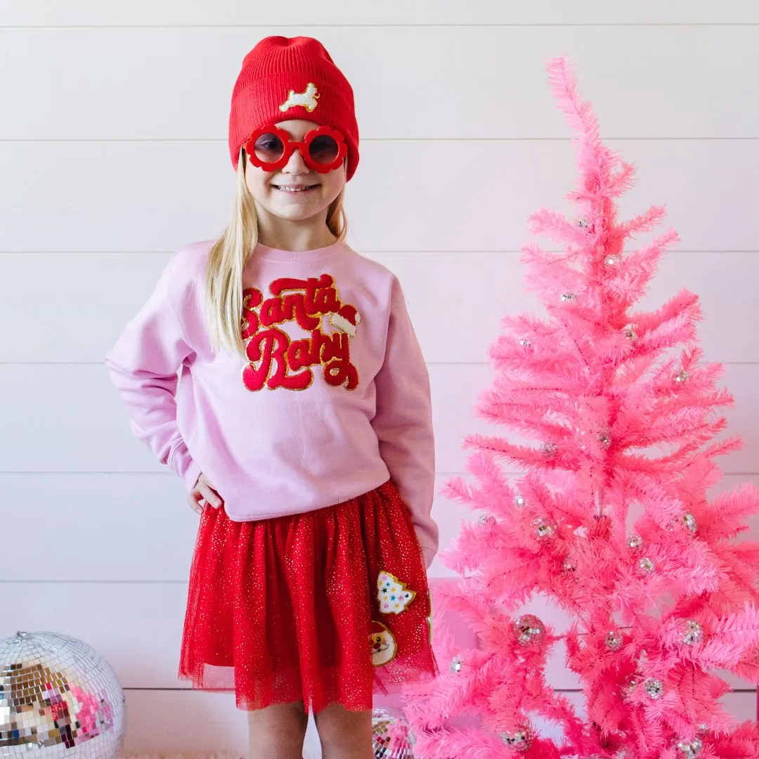 Sweet Wink Red Christmas Patch Tutu