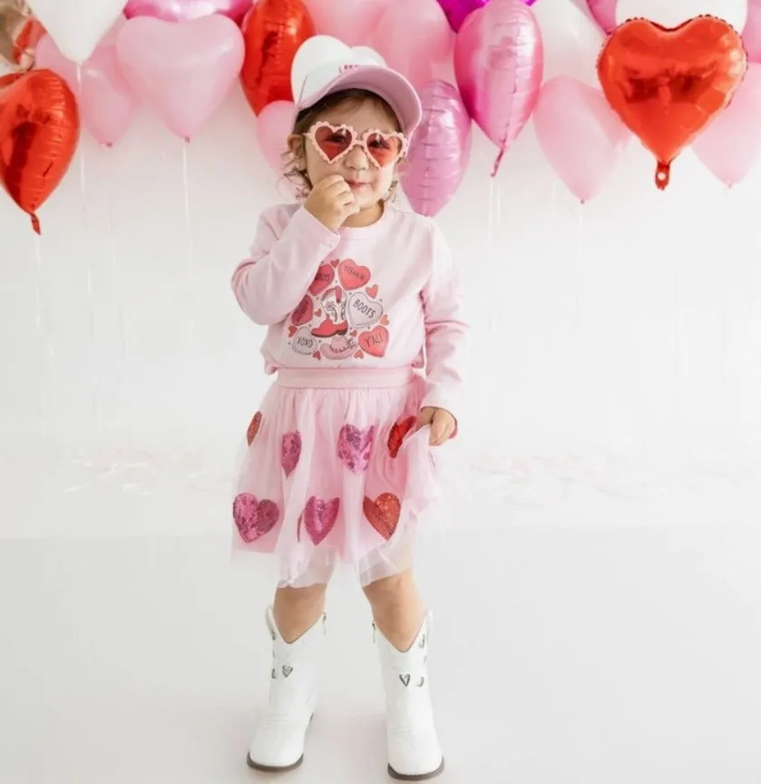 Sweet Wink - Sequin Heart Valentine's Day Tutu - Kids Dress Up Skirt