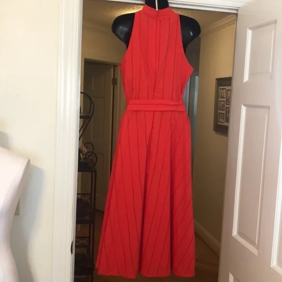 Tahari Sleeveless Orange Red Midi Dress Size 6 NWT