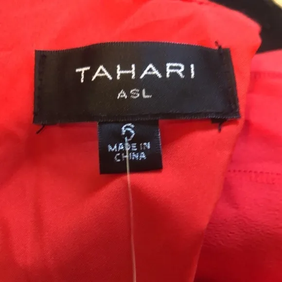 Tahari Sleeveless Orange Red Midi Dress Size 6 NWT