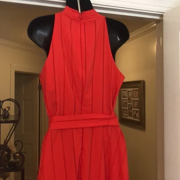 Tahari Sleeveless Orange Red Midi Dress Size 6 NWT
