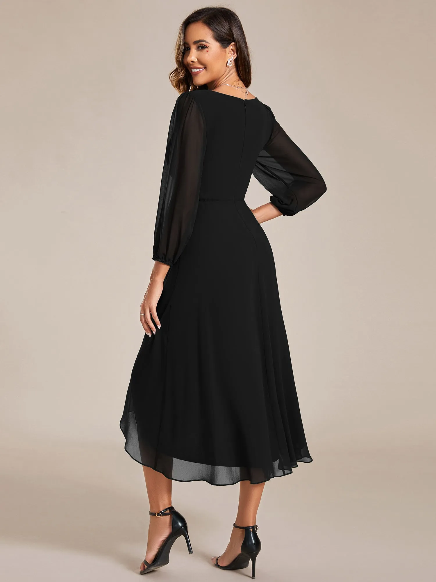 Tammy emerald green long sleeved chiffon dress s14 Express NZ wide