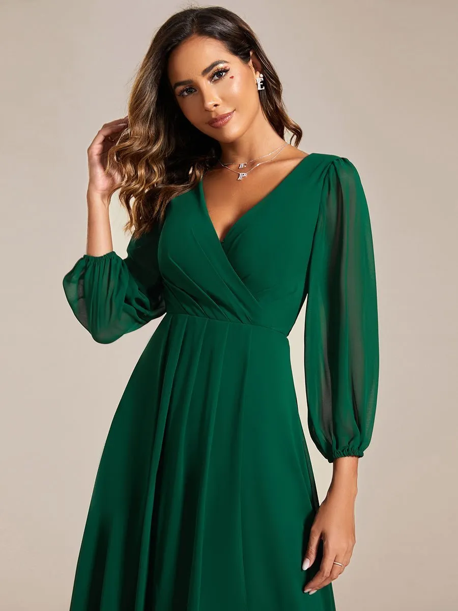 Tammy emerald green long sleeved chiffon dress s14 Express NZ wide