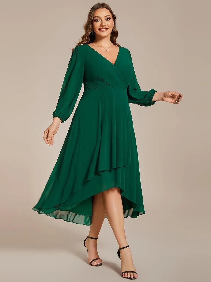 Tammy emerald green long sleeved chiffon dress s14 Express NZ wide