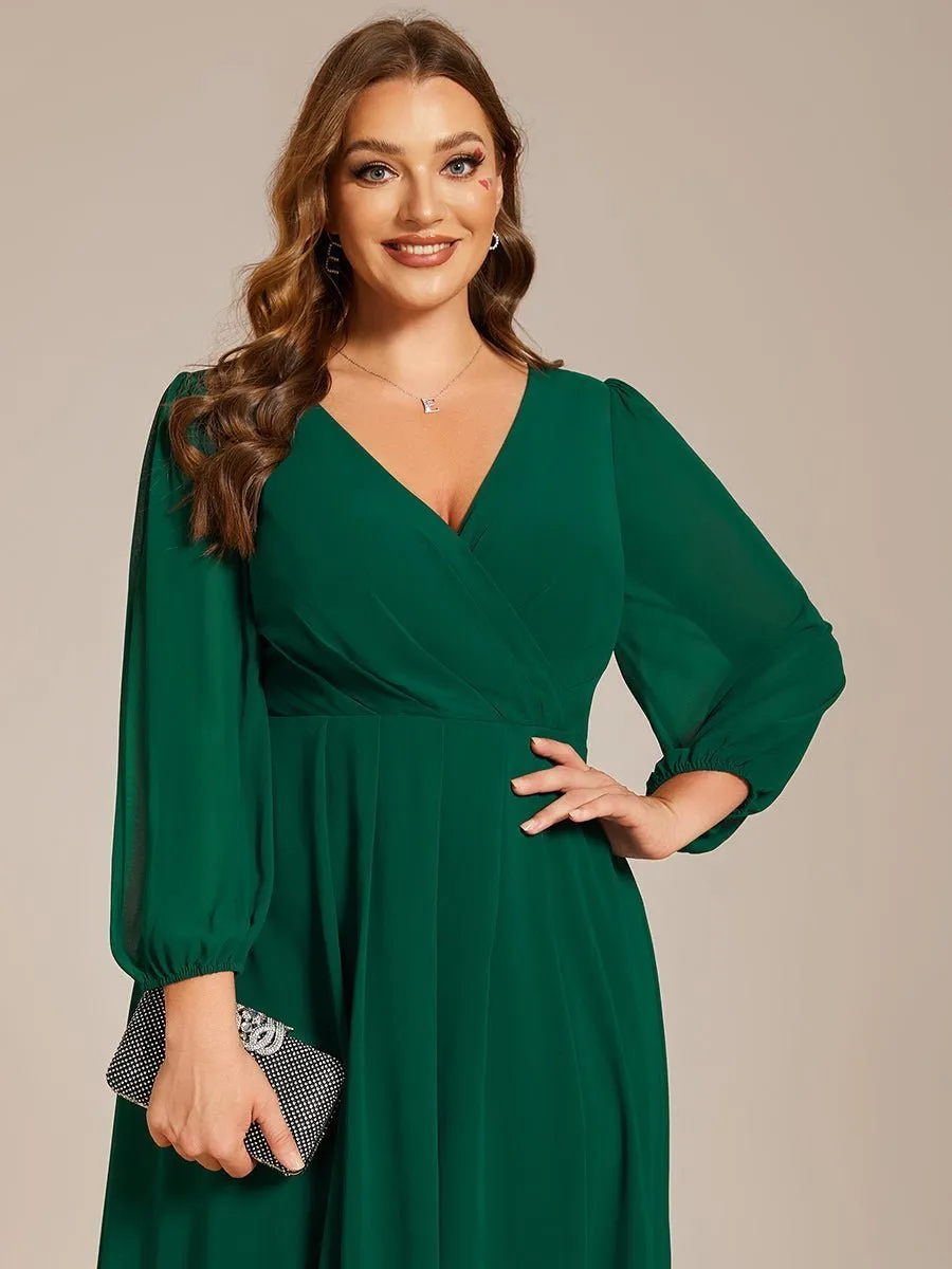 Tammy emerald green long sleeved chiffon dress s14 Express NZ wide