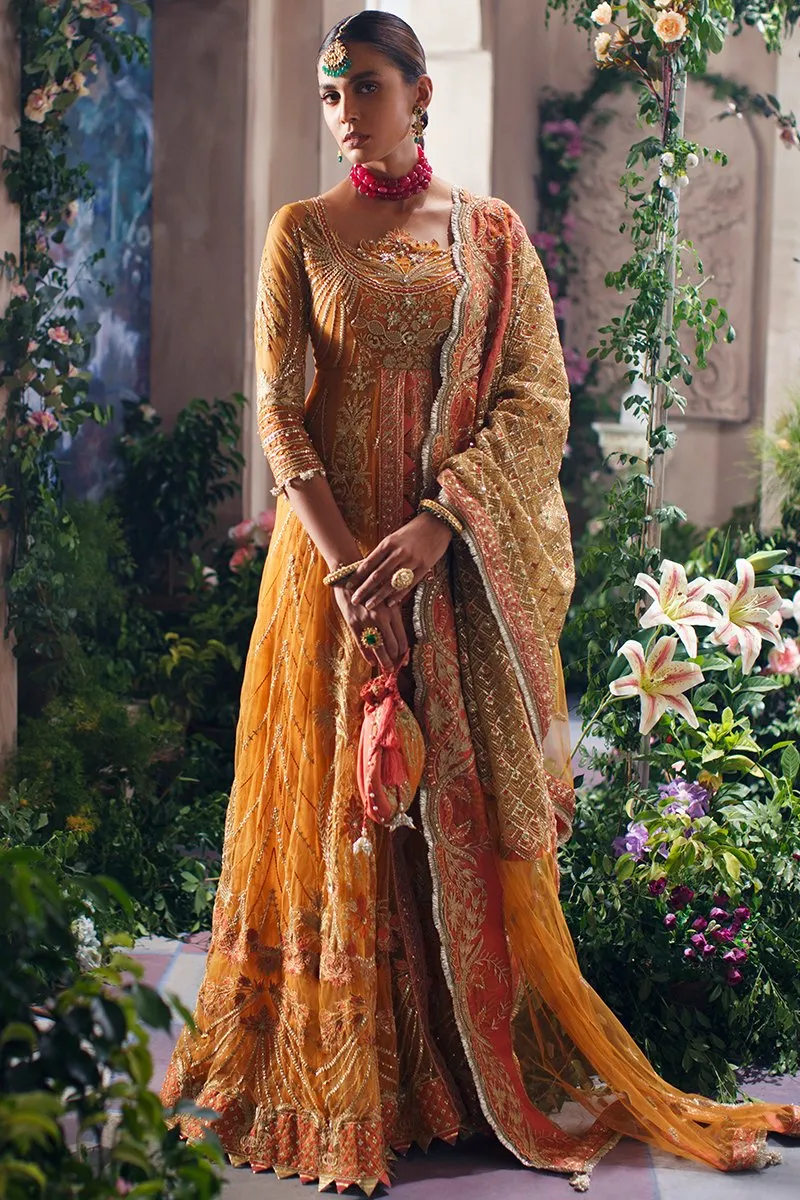 Tangerine Garnet | Mahgul The Empress's Dream Wedding Collection 2021 | Unstitched Embroidered Net Suits