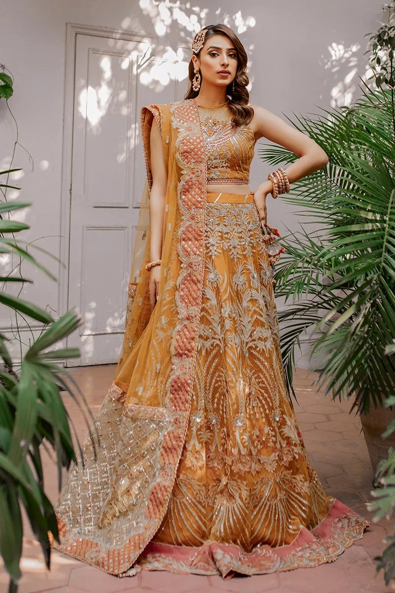 Tangerine Garnet | Mahgul The Empress's Dream Wedding Collection 2021 | Unstitched Embroidered Net Suits