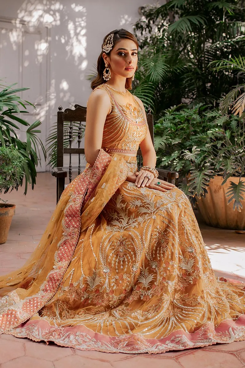 Tangerine Garnet | Mahgul The Empress's Dream Wedding Collection 2021 | Unstitched Embroidered Net Suits