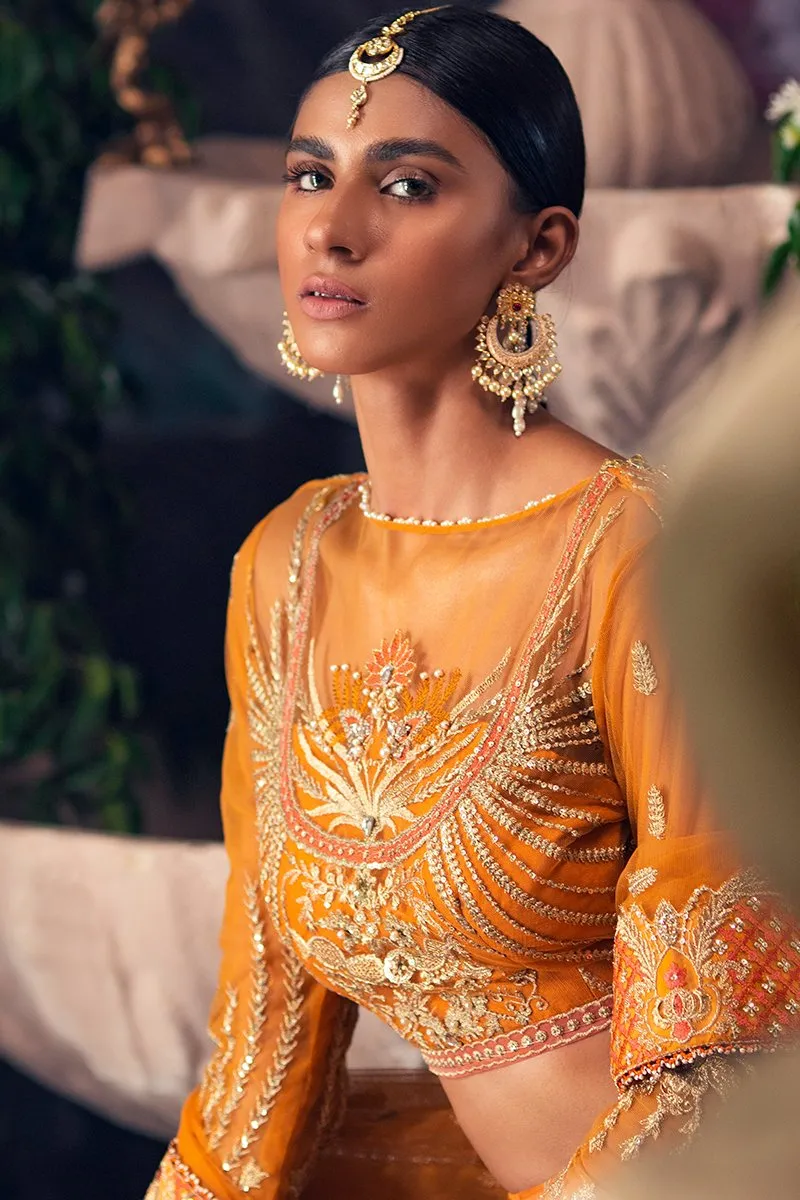 Tangerine Garnet | Mahgul The Empress's Dream Wedding Collection 2021 | Unstitched Embroidered Net Suits