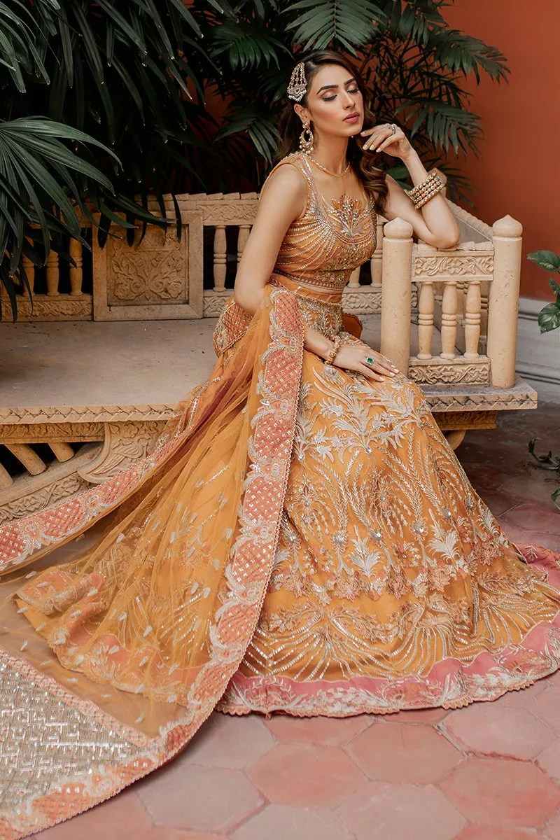 Tangerine Garnet | Mahgul The Empress's Dream Wedding Collection 2021 | Unstitched Embroidered Net Suits