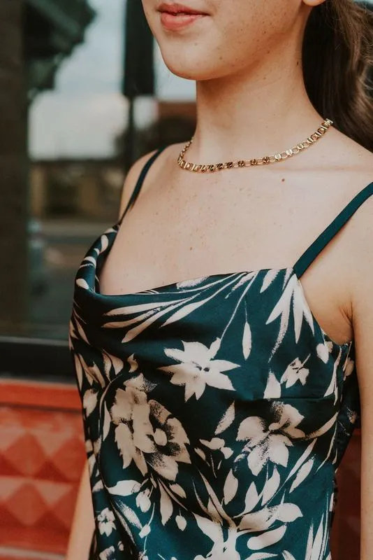 Teal Floral Cowl Neck Midi Dress FD11487-P462