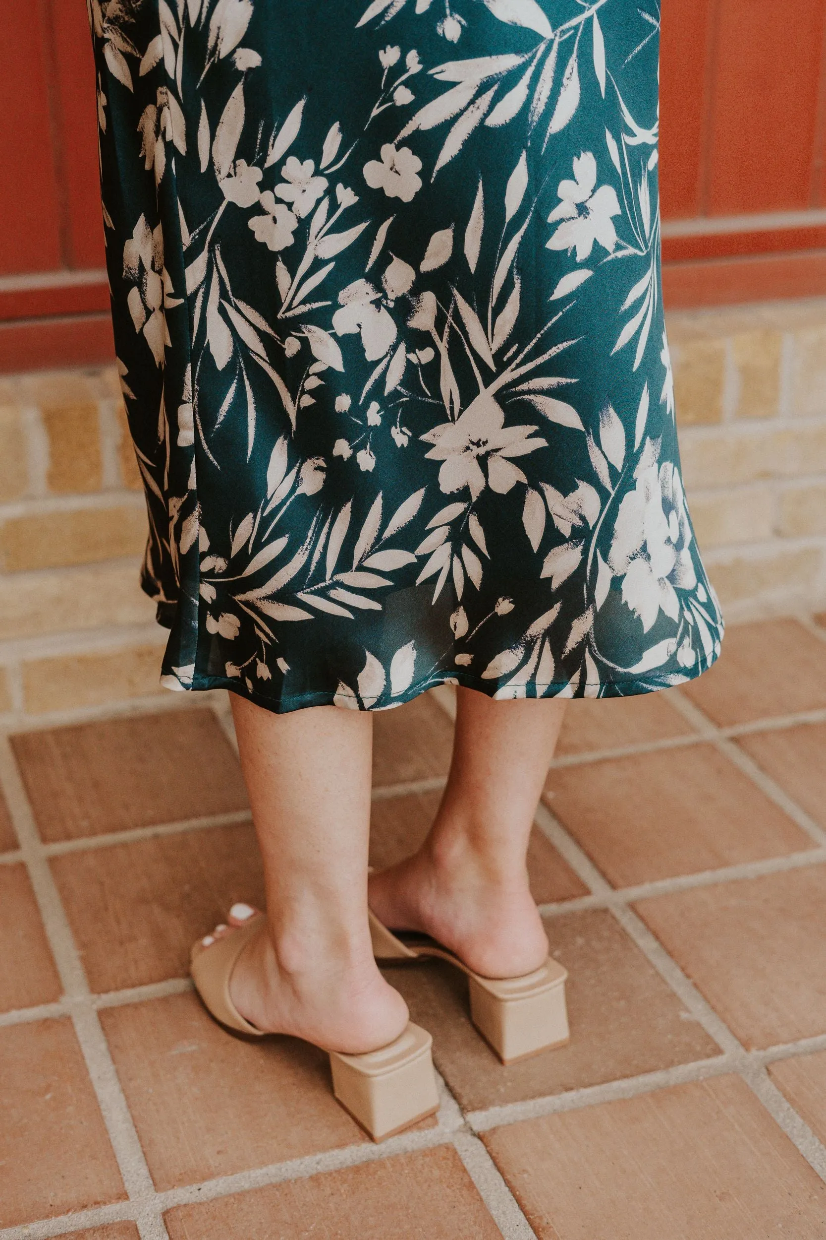 Teal Floral Cowl Neck Midi Dress FD11487-P462
