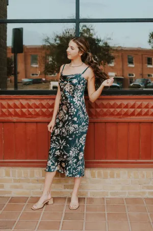 Teal Floral Cowl Neck Midi Dress FD11487-P462