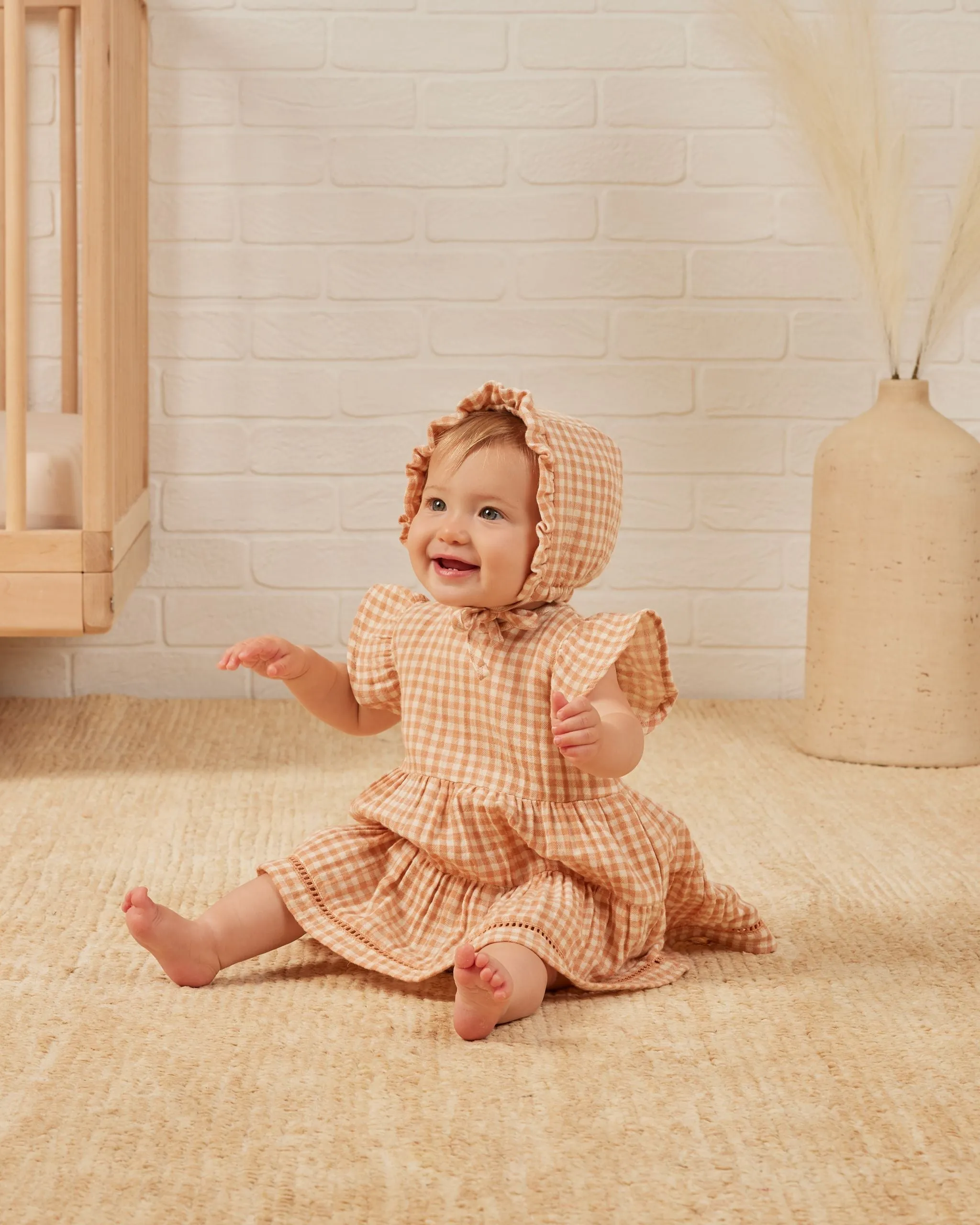 The Lily Dress by Quincy Mae - Melon Gingham - BABY