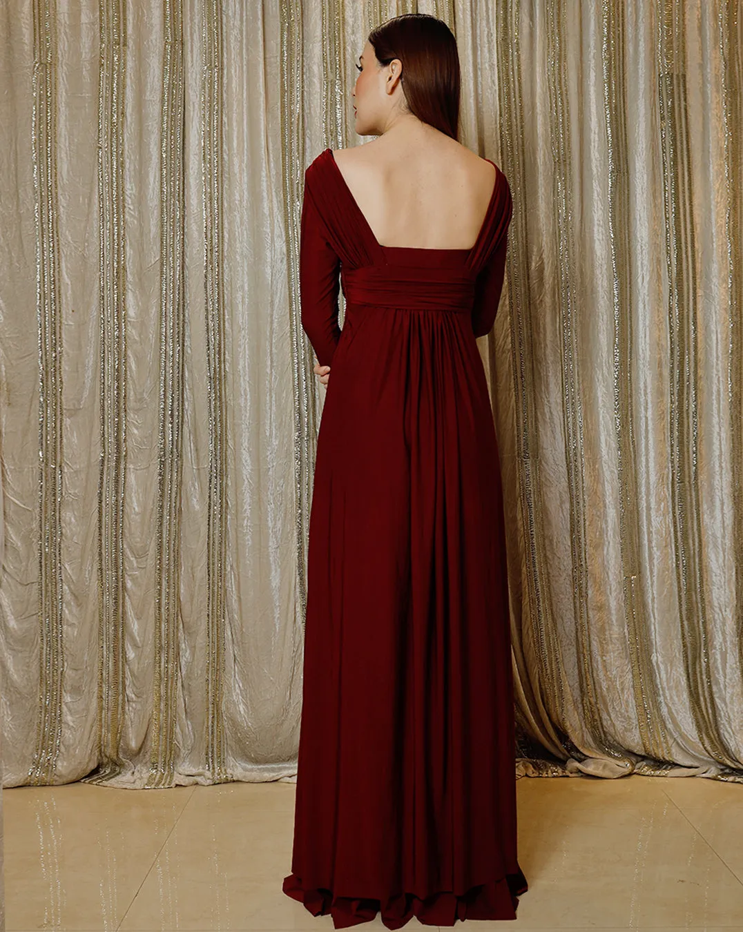 The Maroon Sleeves Gown