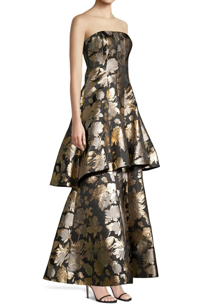 The Monaco Strapless Jacquard Gown by Aidan Mattox - RENTAL