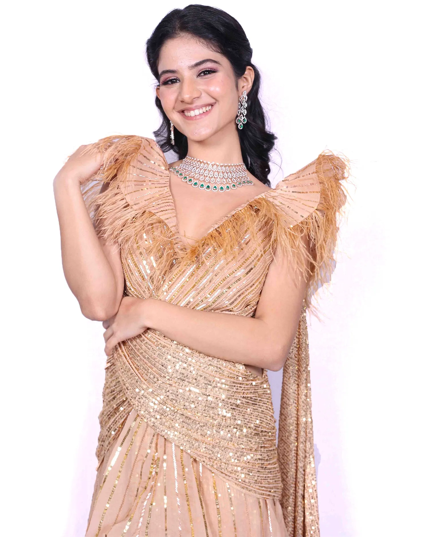 The Ruffled Feather Gold Gown