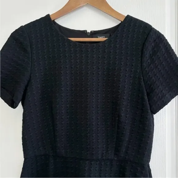 Theory Amberdale Karline Houndstooth Knit Short Sleeve Black Dress Size 10