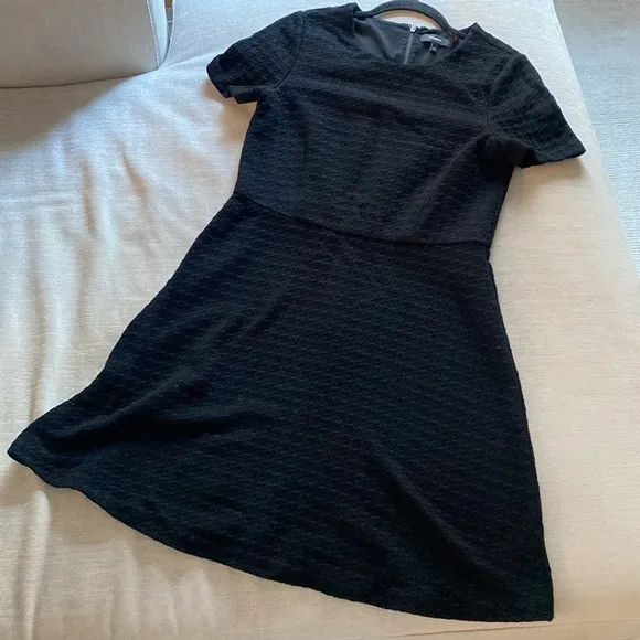 Theory Amberdale Karline Houndstooth Knit Short Sleeve Black Dress Size 10