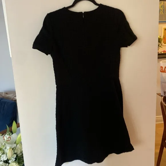 Theory Amberdale Karline Houndstooth Knit Short Sleeve Black Dress Size 10