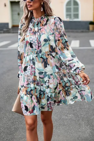Tie Back High Neck Tiered Dress II
